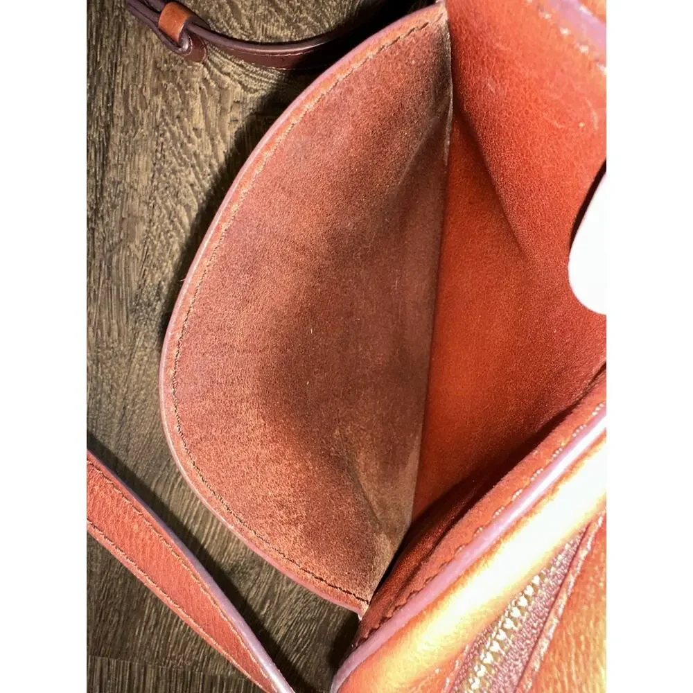 Fossil Purse Elle Crossbody Brown Leather Gold Hardware Shoulder